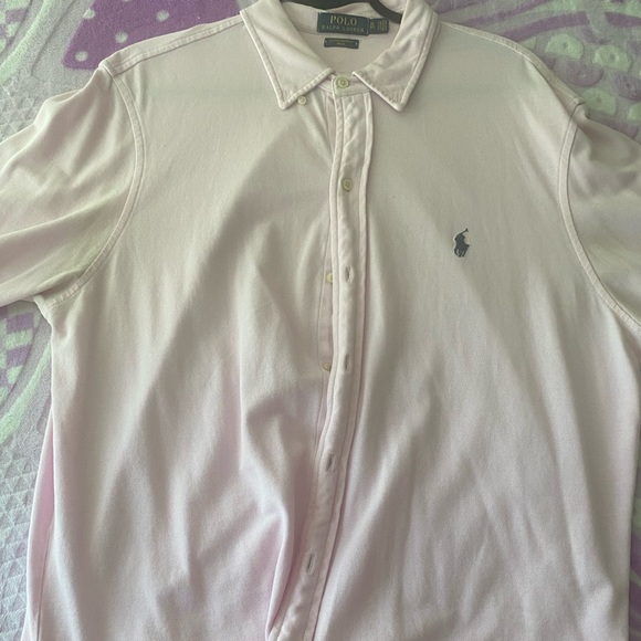 Mens pink mesh long sleeve polo mint - Picture 5 of 5